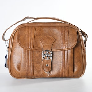 Vintage 70s American Tourister Brown Vinyl Carry-On Shoulder Bag