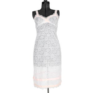 Vintage 1950s Small -Medium Pink Lace Slip |  by Gillium | True Vintage 50s Pinup Sheer Midi Slip