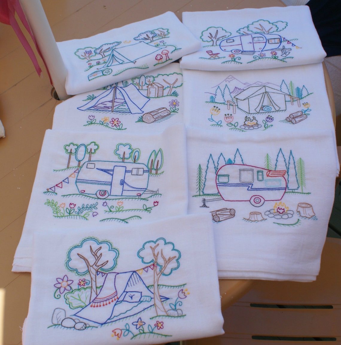 Happy Camper Dish Towels set of 7 Made to Order Etsy