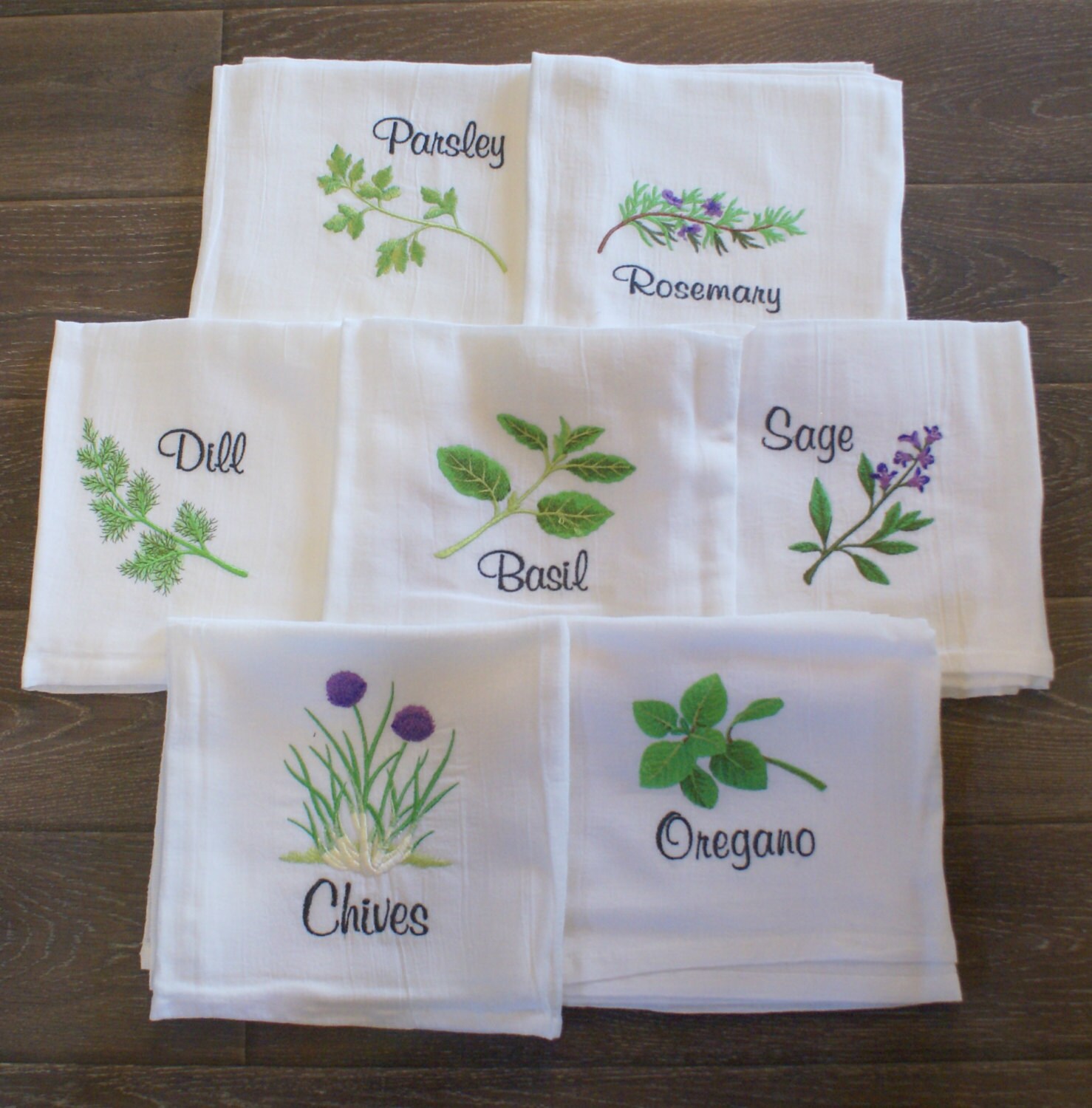 358 - 8 HERBS Embroidery transfers Tea Towels IRON-ON pattern NEW