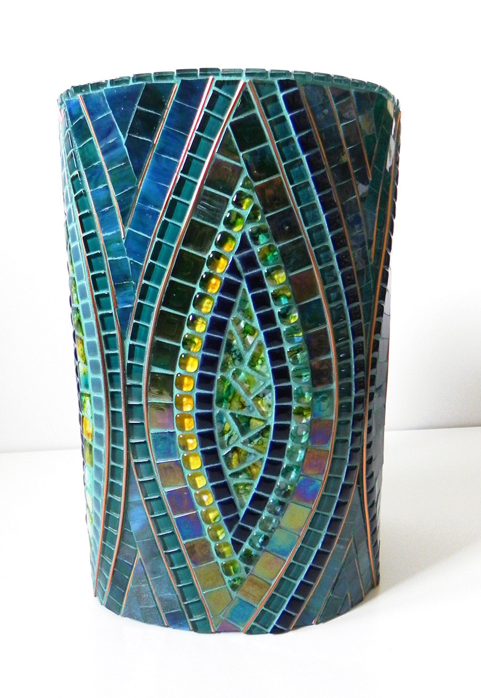 Mosaic Art Large Stained Glass Mosaic Vase on Ceramic in Etsy