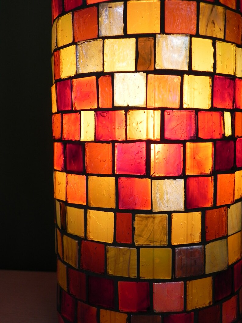 Romantic Stained Glass Mosaic Accent Table Lamp in Warm Etsy