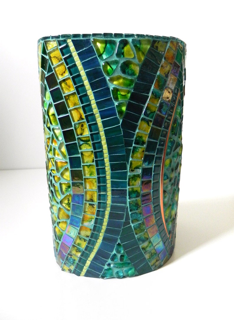 Mosaic Art Large Stained Glass Mosaic Vase on Ceramic in Etsy