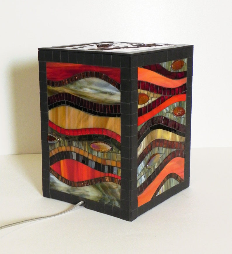 Stained Glass Mosaic Standing Lamp Floor Lamp Accent Table Etsy
