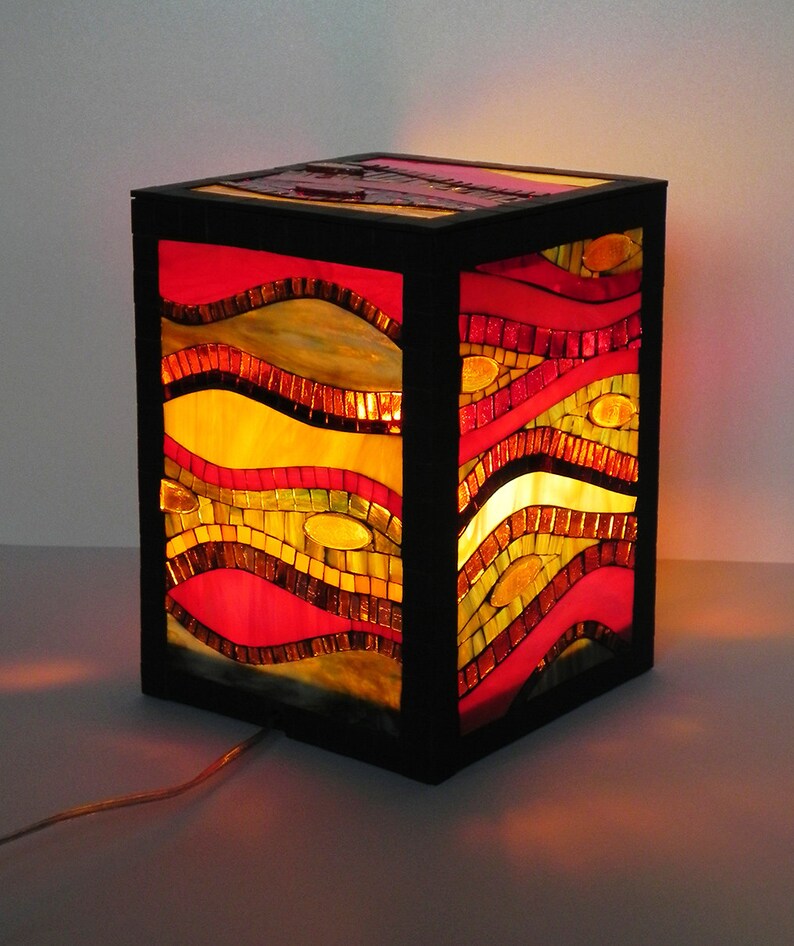 Stained Glass Mosaic Standing Lamp Floor Lamp Accent Table Etsy