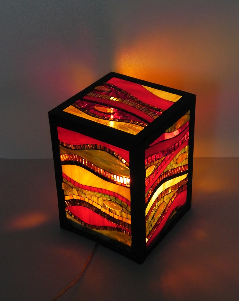 Stained Glass Mosaic Standing Lamp Floor Lamp Accent Table Etsy