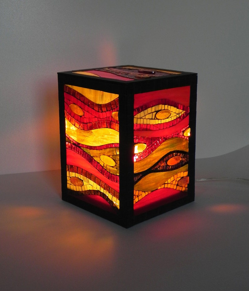 Stained Glass Mosaic Standing Lamp Floor Lamp Accent Table Etsy