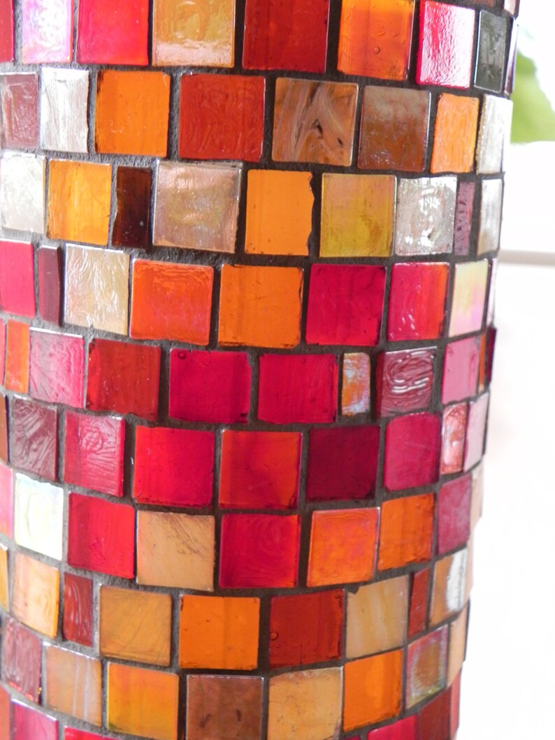 Romantic Stained Glass Mosaic Accent Table Lamp in Warm Etsy