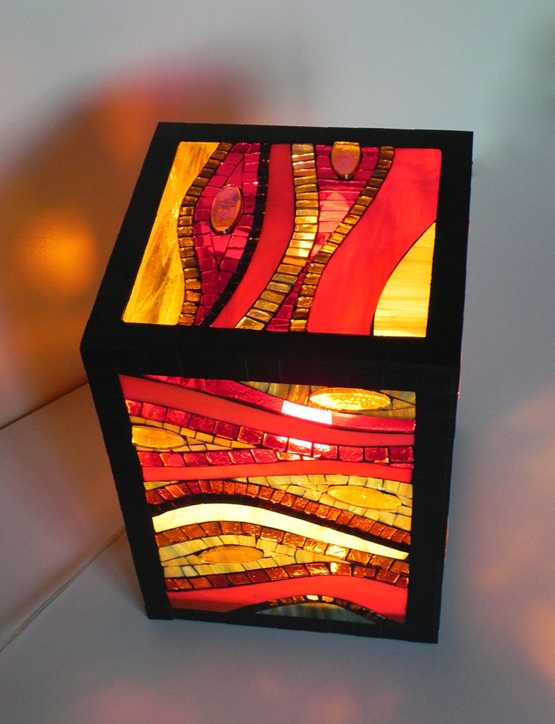 Stained Glass Mosaic Standing Lamp Floor Lamp Accent Table Etsy