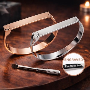 Custom Engraved Surgical Steel Locking Screw Bracelet – Discreet Wear, Personalized Message