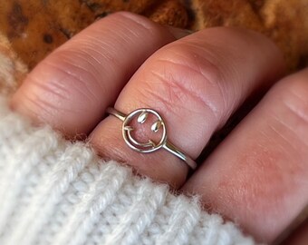 Smiley Face Ring, Trending Ring, Happy Face Ring, sterling silver, tiktok ring, gifts for teens, birthday ring