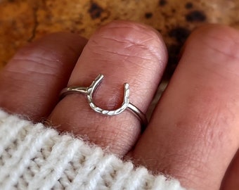 Sterling Silver Horseshoe Ring, Good Luck Ring, minimalist ring, lucky charm, midi ring, thumb ring, luck ring, gifts for her