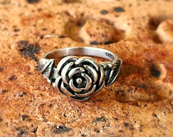 Sterling Silver Large Rose Ring