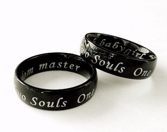 HIDDEN MESSAGE BDSM couples rings 6mm Stainless Steel. Engraved bdsm rings, long distance relationship, daddy babygirl, master slave ring