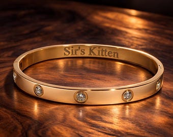 Engraved Surgical Steel Cuff Bracelet: Discreet Hidden Message Day Collar