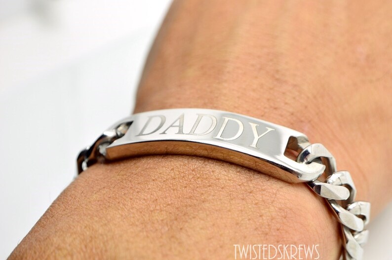 CUSTOM BDSM ENGRAVED Stainless Steel Men/'s bracelet master dom sir daddy ddlg submissive male slave cuckold