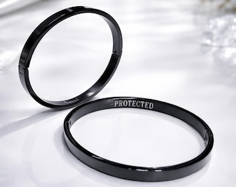 Engraved Surgical Steel Cuff Bracelet: Discreet Hidden Message, Day Collar, Commitment Band