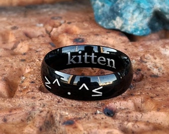 BDSM KITTEN Personalized ring Stainless Steel Black ring band daddy sub little ddlg babygirl cosplay kitty
