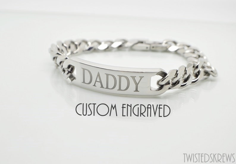 CUSTOM BDSM ENGRAVED Stainless Steel Men/'s bracelet master dom sir daddy ddlg submissive male slave cuckold