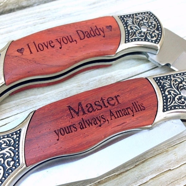 BDSM Custom engraved Dom gift folding pocket knife master owner sir daddy dom bondage gear