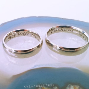 CUSTOM ENGRAVED rings couples single Stainless Steel Black | Etsy