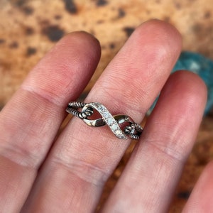 Custom Engraved BDSM 925 Sterling Silver CZ Rope Bondage infinity ring kitten little babygirl ddlg promise commitment anniversary ring image 7