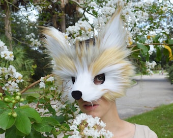 Faux Fur Fennec Fox Mask, handmade