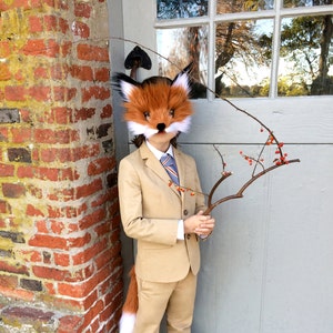 Children&#39;s Faux Fox Fur Mask, handmade