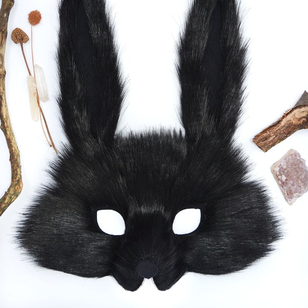 Black Rabbit Mask, handmade