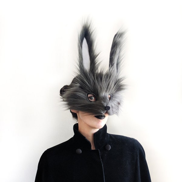 Slate Rabbit Mask, handmade