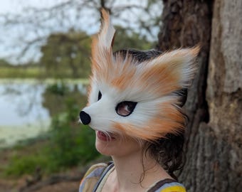 Máscara de zorro otoñal, hecha a mano