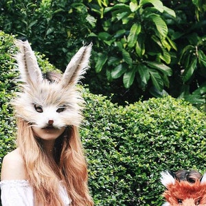 Faux Fur Mountain Rabbit Mask, handmade