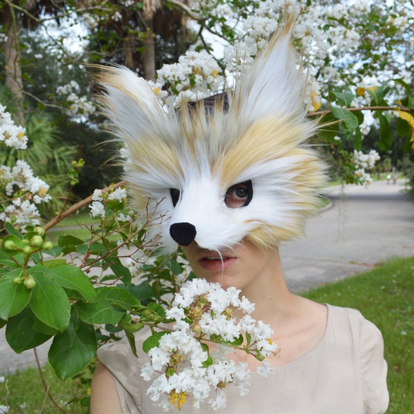 Faux Fur Fennec Fox Mask, handmade