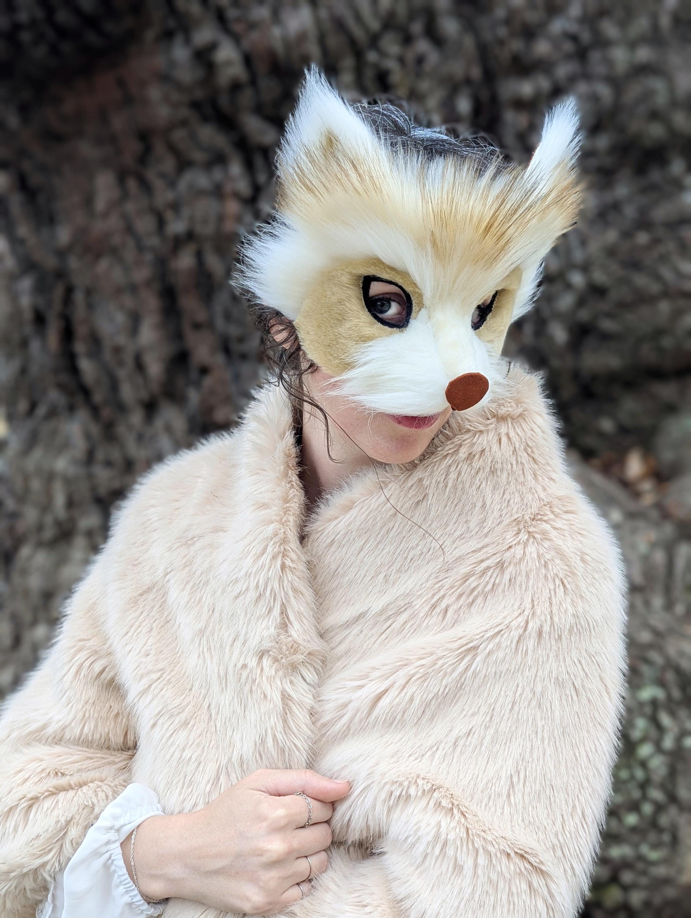 Female Racoon Mask Blonde Raccoon Faux Fur Mask - Etsy
