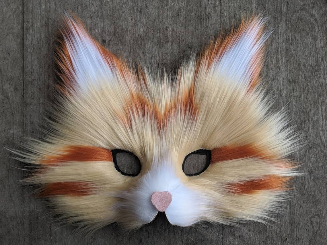 Fur Mask Orange Tabby Faux Fur Mask - Etsy