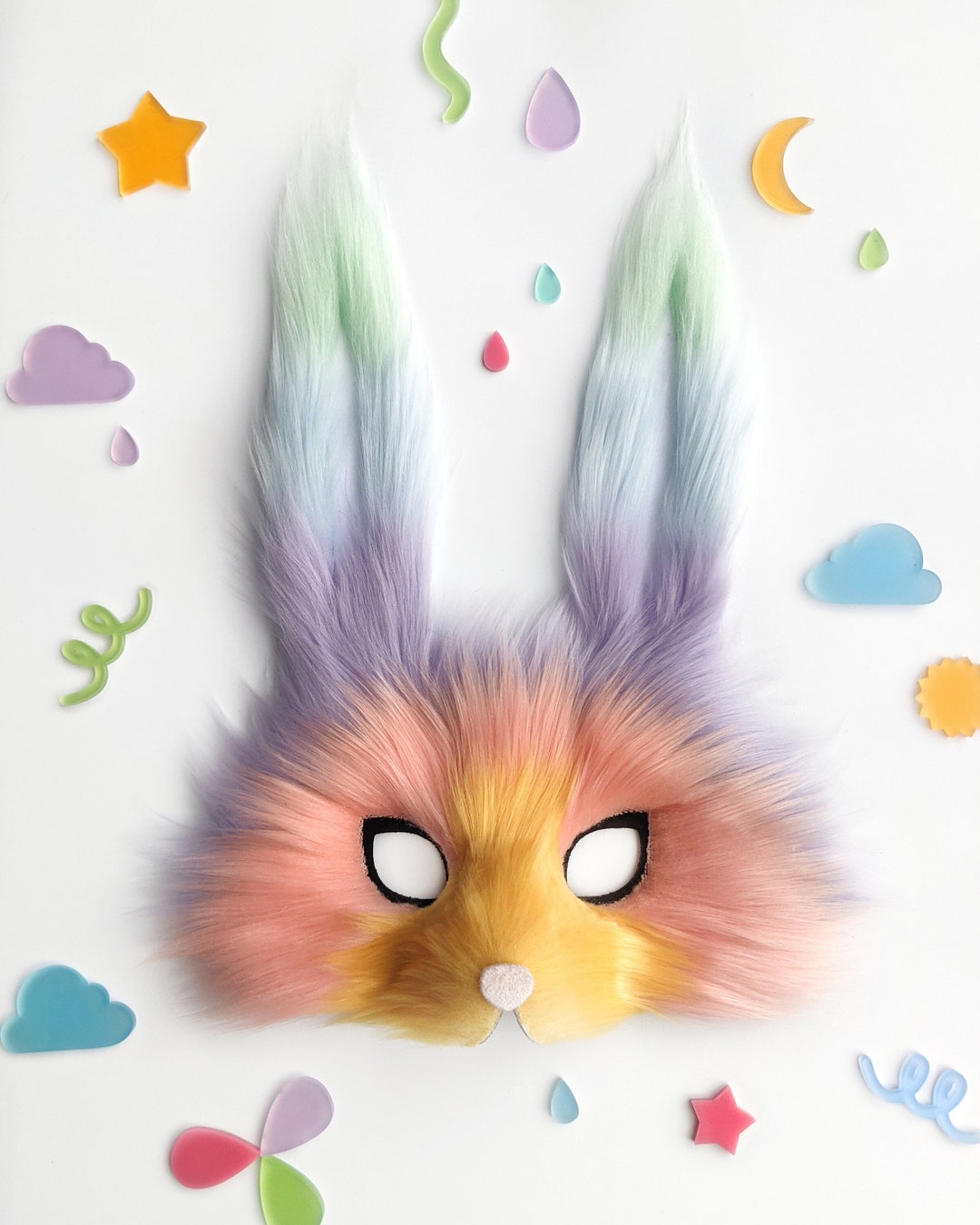 Pastel Rainbow Rabbit Mask - Etsy