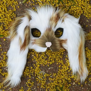 Floppy Eared Spotted Bunny Mask, handmade