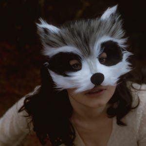 Faux Fur Raccoon Mask, handmade