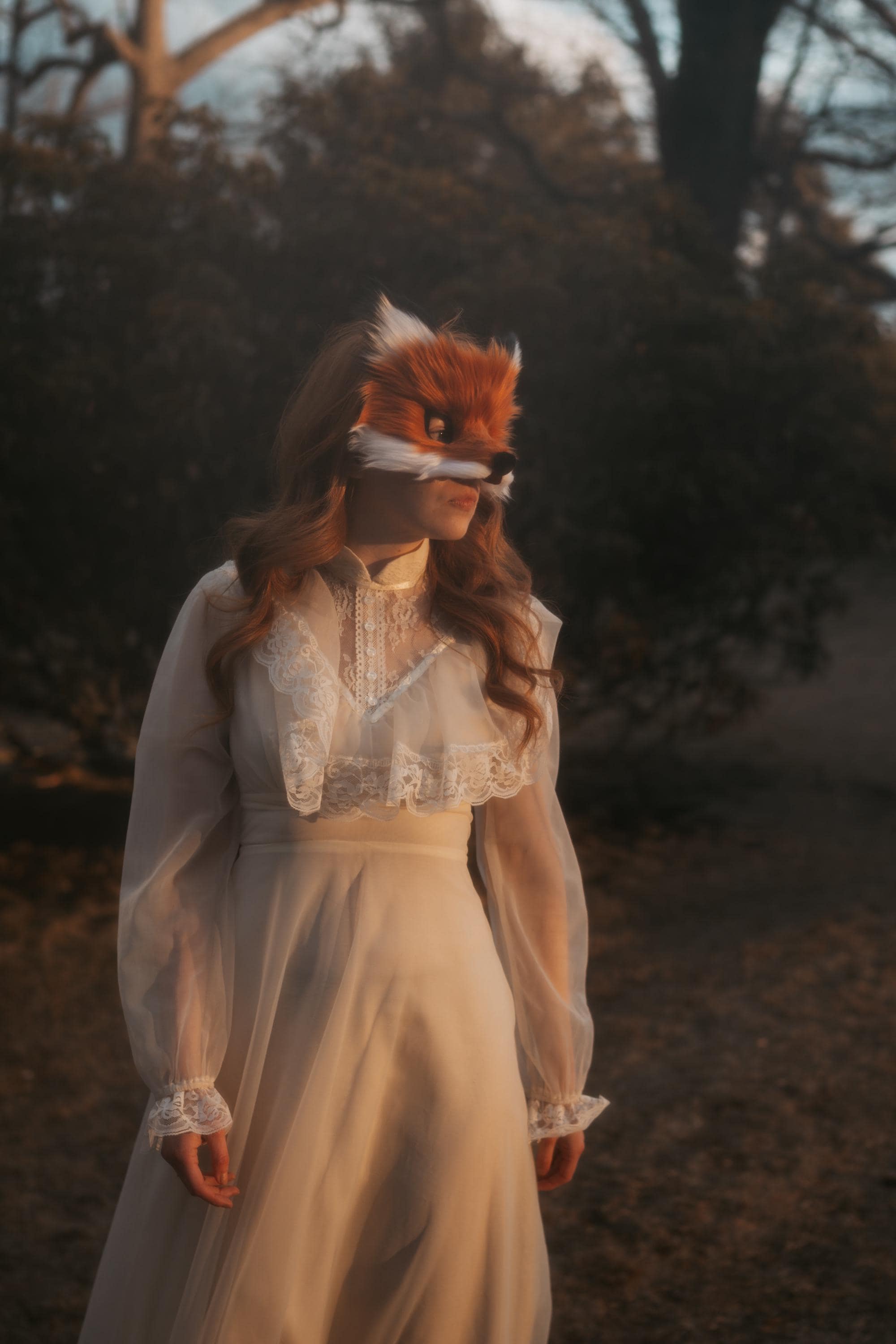 Faux Fur Red Fox Mask, handmade