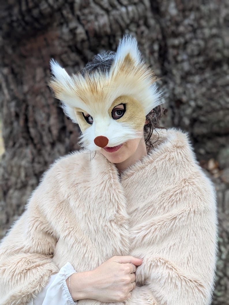 Female Racoon Mask Blonde Raccoon Faux Fur Mask - Etsy