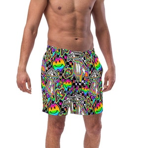 Trippy Men&#39;s rave shorts, mens rave outfit, mens rave clothing, festival outfit, mens rave set, plus size mens rave outfit