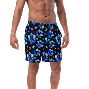 Trippy Men&#39;s rave shorts, mens rave outfit, mens rave clothing, festival outfit, mens rave set, plus size mens rave outfit