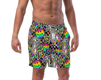 Trippy Men's rave shorts, mens rave outfit, mens rave clothing, festival outfit, mens rave set, plus size mens rave outfit