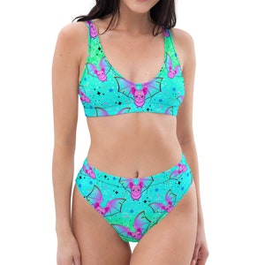 Neon Rave outfit SET for halloween, Plus size rave outfit set women. halloween rave costume, Neon bat rave outfit, neon high-waisted set