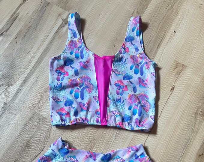 Mushroom Rave Outfit Set Women, Trippy Rave Outfit, Cropped Rave Top ...
