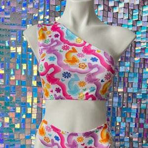 Rave-outfitset dames, groovy ravebroekjes, festivaloutfitkleding, rave top bodysuit rave wear-kleding