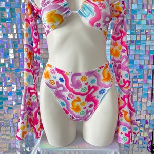 Butterfly high waisted Rave bottoms, groovy rave bottoms, womens rave outfit set,  festival outfits, funky rave outfit