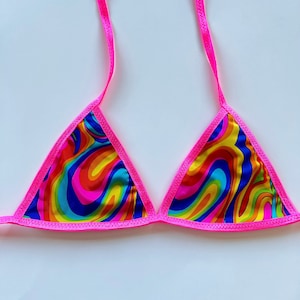 Funky Rave top, trippy rave bralette, colorful rave bralette, rave outfit set women, rave wear clothing, festival clothing top