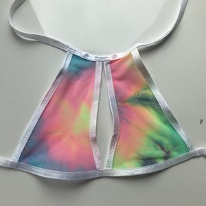 Tie Dye Mesh Rave top, Key hole halter top, Rainbow rave top, rave wear clothing, rave halter top, rave outfit women, festival clothing top