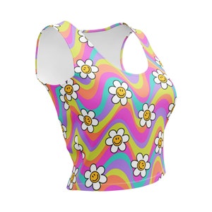 Rave crop top, rave tank top, groovy rave outfit women, festival top, festival outfit